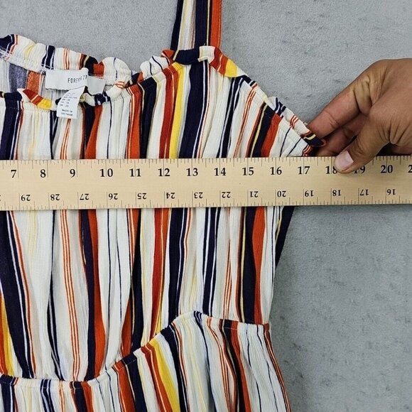 FOREVER 21 Mini Sundress Womens 1X Multicolor Striped Square Neck Spring Summer - Picture 3 of 6